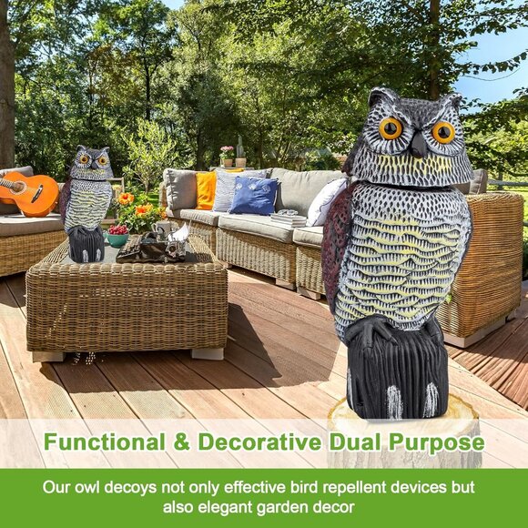 Waterproof Owl Decoys to Scare Birds Squirrels Away Statue for Patio Yard - Picture 4 of 9